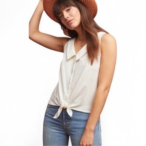ANTHROPOLOGIE Biloxi Sleeveless Collared Tie Front Top